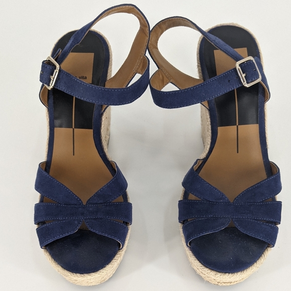 Dolce Vita Blue Suede Espadrille Wedge Sandals - Picture 4 of 9